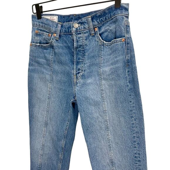 Gap Cheeky Straight High Rise Denim Jeans Medium Wash, Raw Hem, Women’s Size 28 - Picture 3 of 13